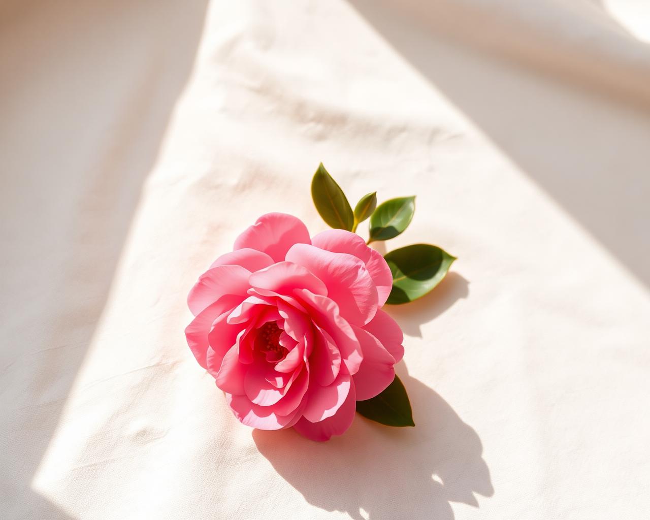 Soft botanical still life evoking skincare